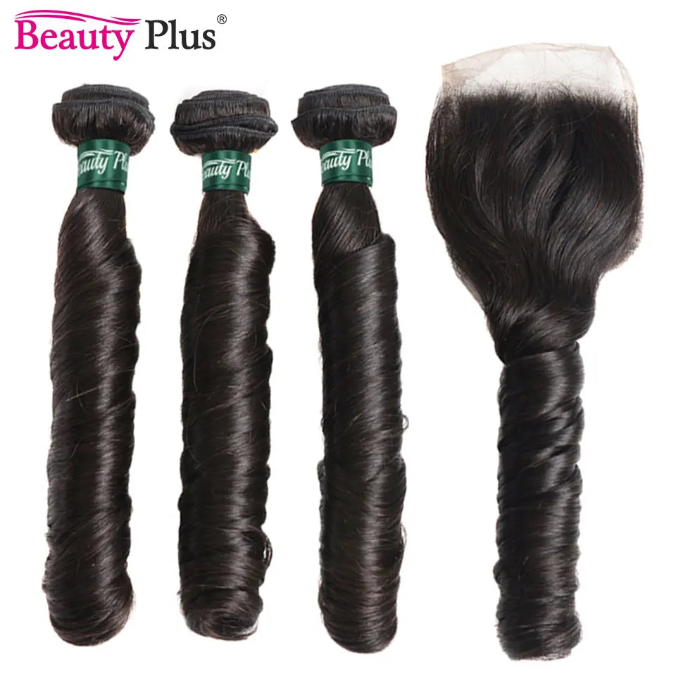 10-28 Inch Bouncy Hair Romance Curly Frontal With Bundles Remy