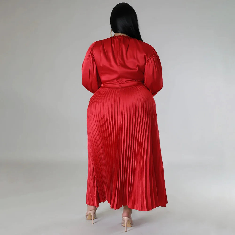 Plus Size Pleated African Dresses for Women Summer Dress