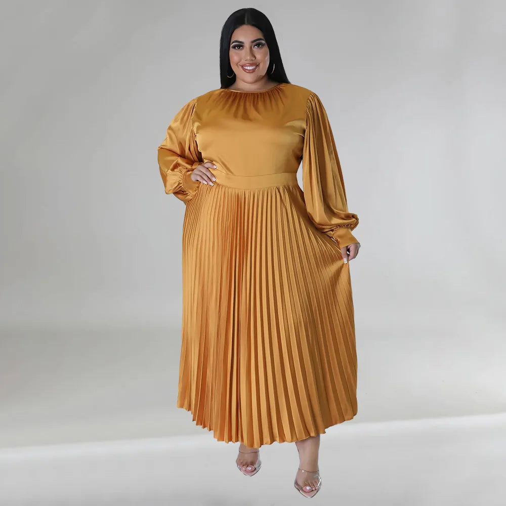 Plus Size Pleated African Dresses for Women Summer Dress