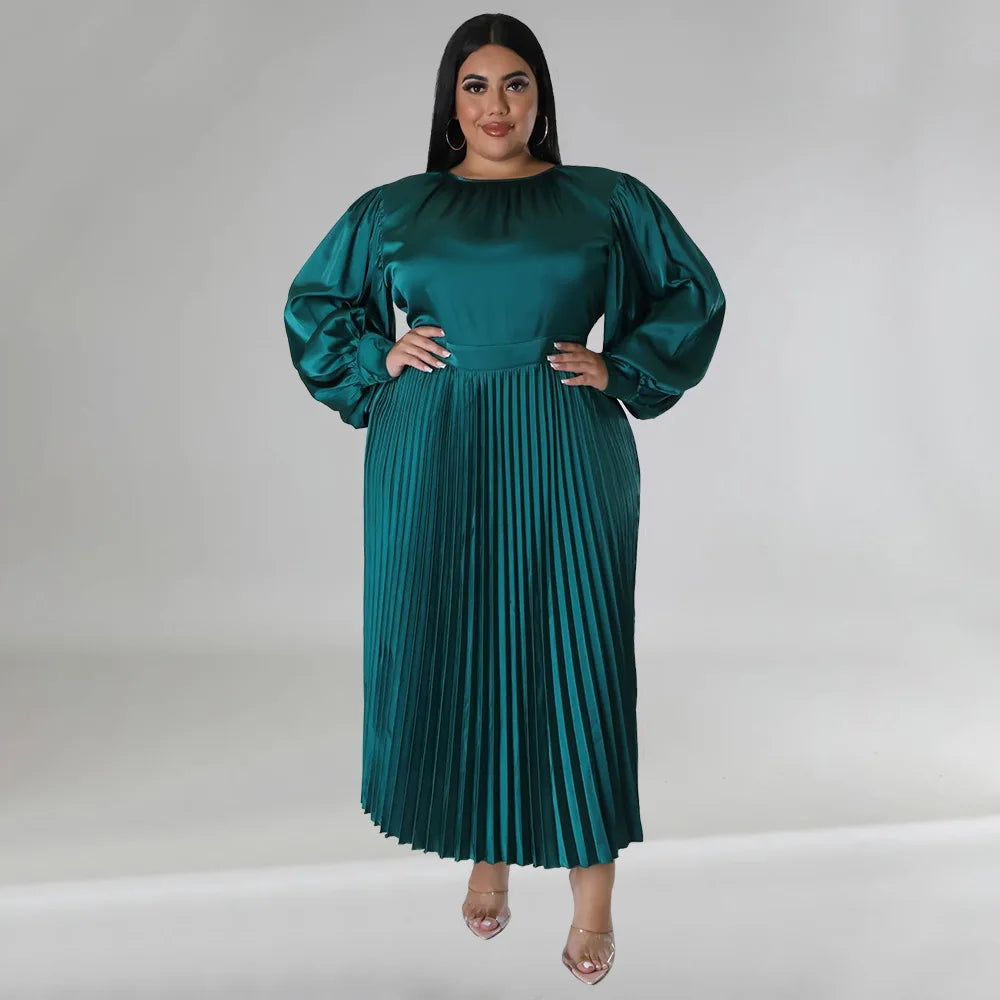 Plus Size Pleated African Dresses for Women Summer Dress