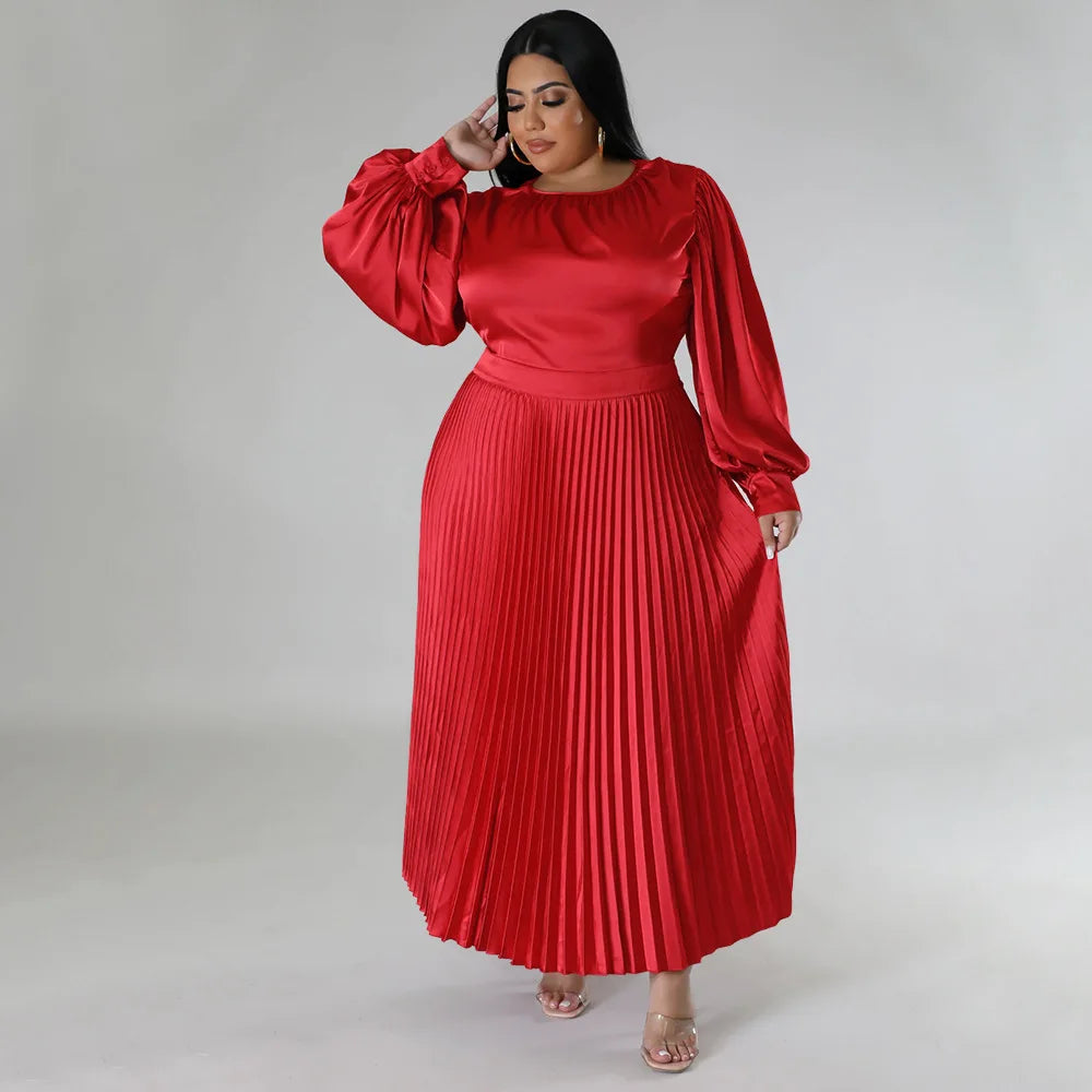 Plus Size Pleated African Dresses for Women Summer Dress