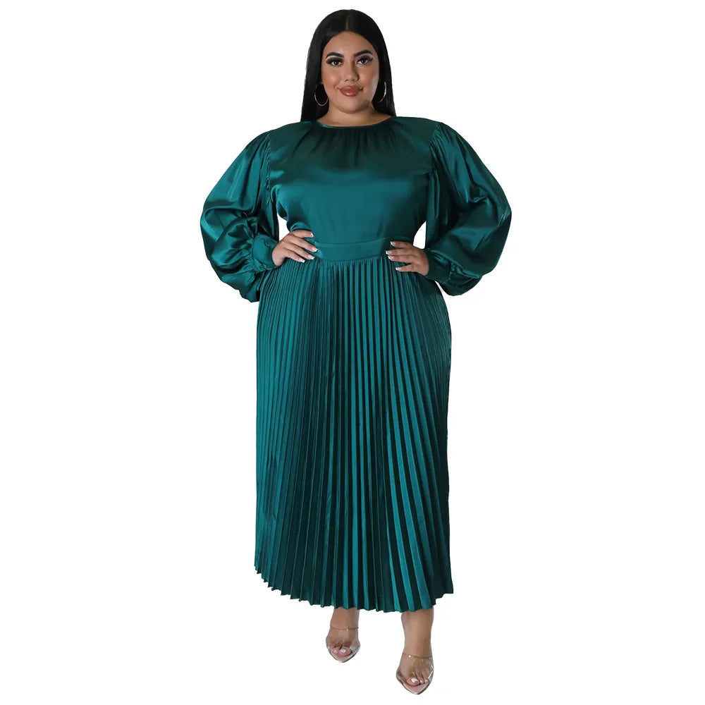 Plus Size Pleated African Dresses for Women Summer Dress