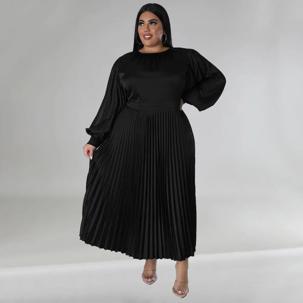 Plus Size Pleated African Dresses for Women Summer Dress