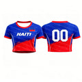 Women Haiti Flag Print Crop Tops T-shirt Short