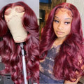 European Style Wine Red Big Wave Curly Hair Women's