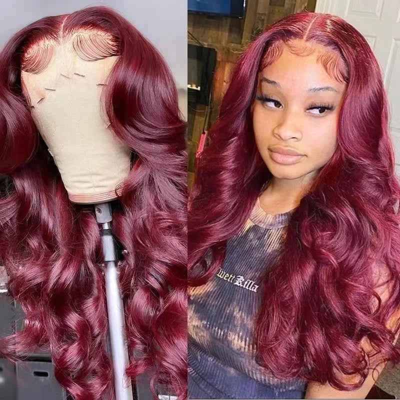 European Style Wine Red Big Wave Curly Hair Women's