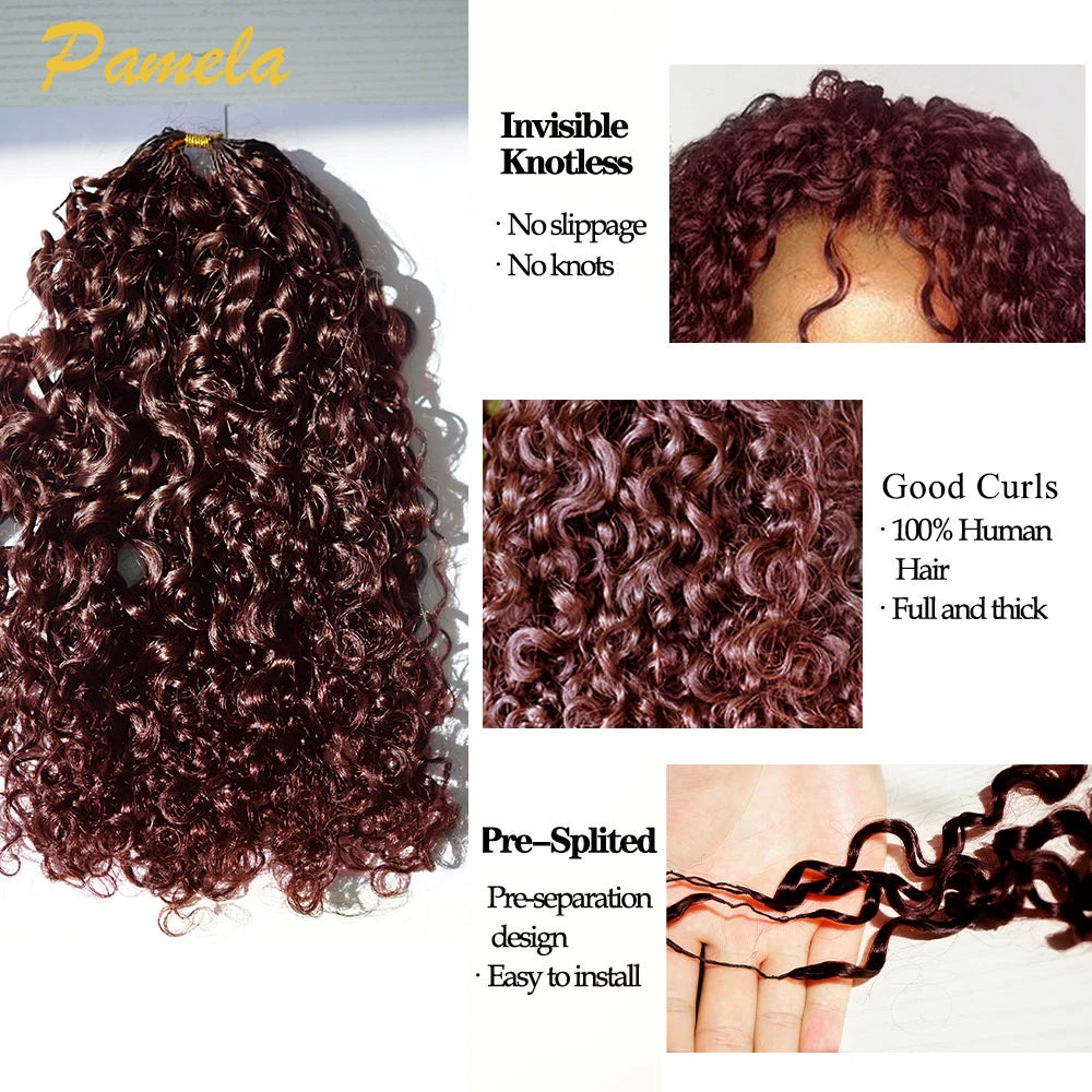 Chocolate Brown Color Burmese Curly Feather Crochet Human hair
