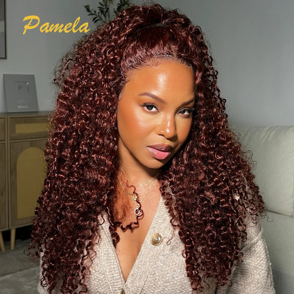Chocolate Brown Color Burmese Curly Feather Crochet Human hair