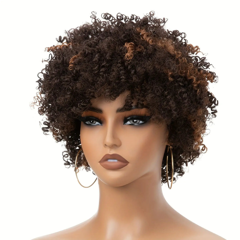 Highlight Afro Kinky Curly Human Hair Wigs