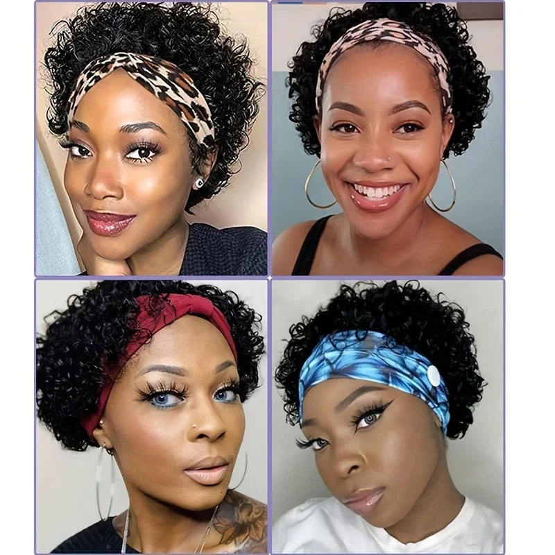Headband Wig Human Hair for Woman Pixie Cut Wig
