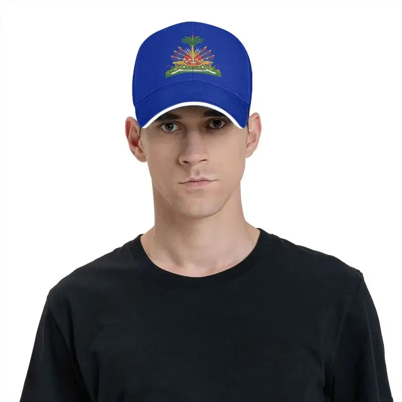 Haitian Flag Print Baseball Cap Outdoor Travel Sport