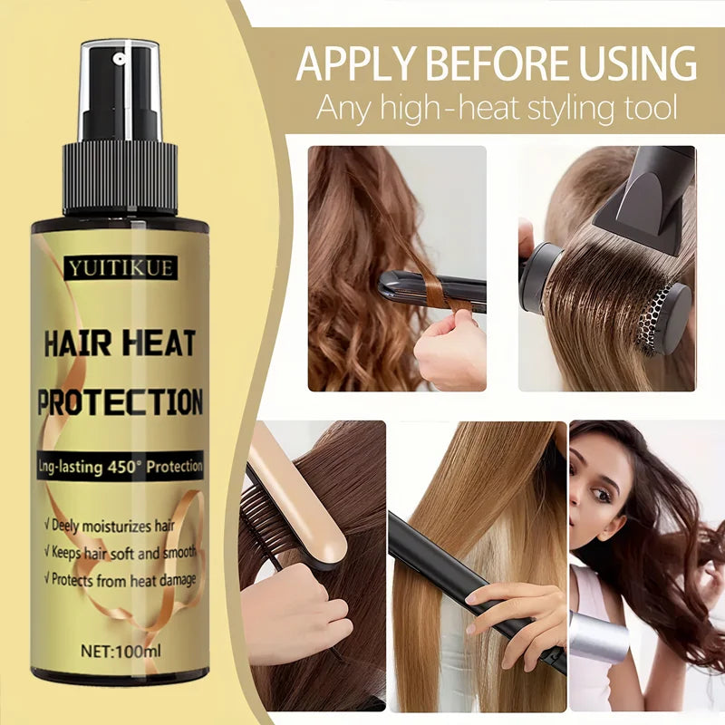 Hair heat protection spray, long-lasting