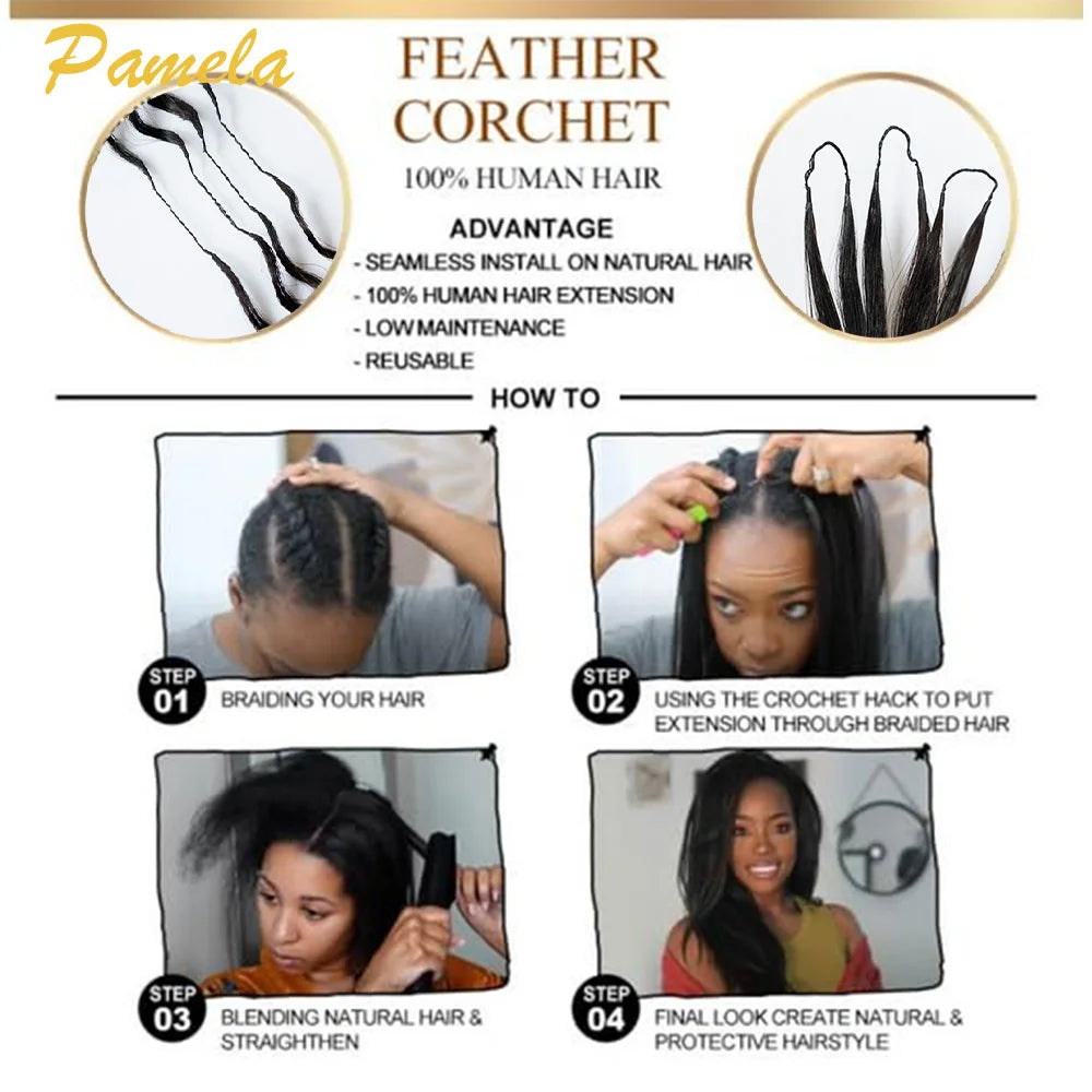 Chocolate Brown Color Burmese Curly Feather Crochet Human hair