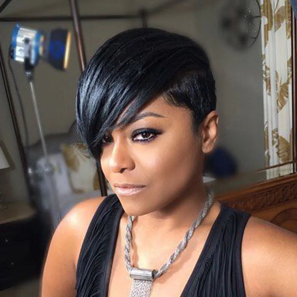 Human Hair Short Pixie Cut Wig Layered Pixie Cut Wig