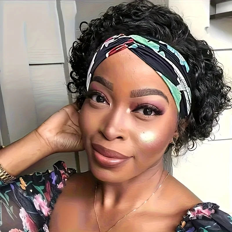 Headband Wig Human Hair for Woman Pixie Cut Wig