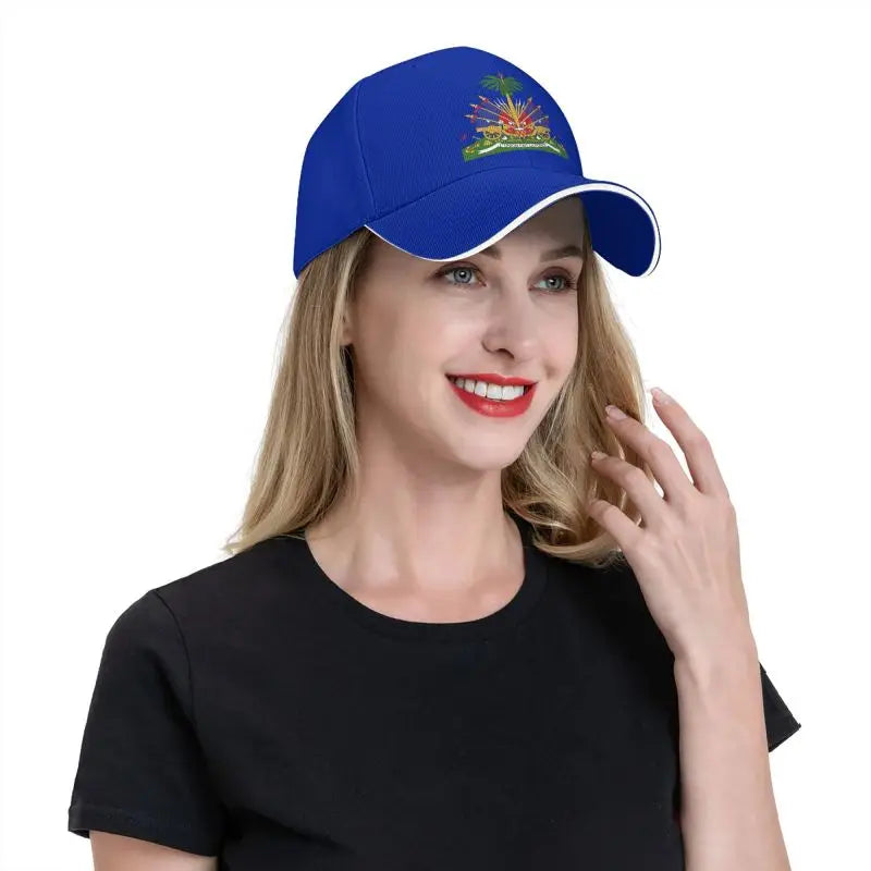 Haitian Flag Print Baseball Cap Outdoor Travel Sport