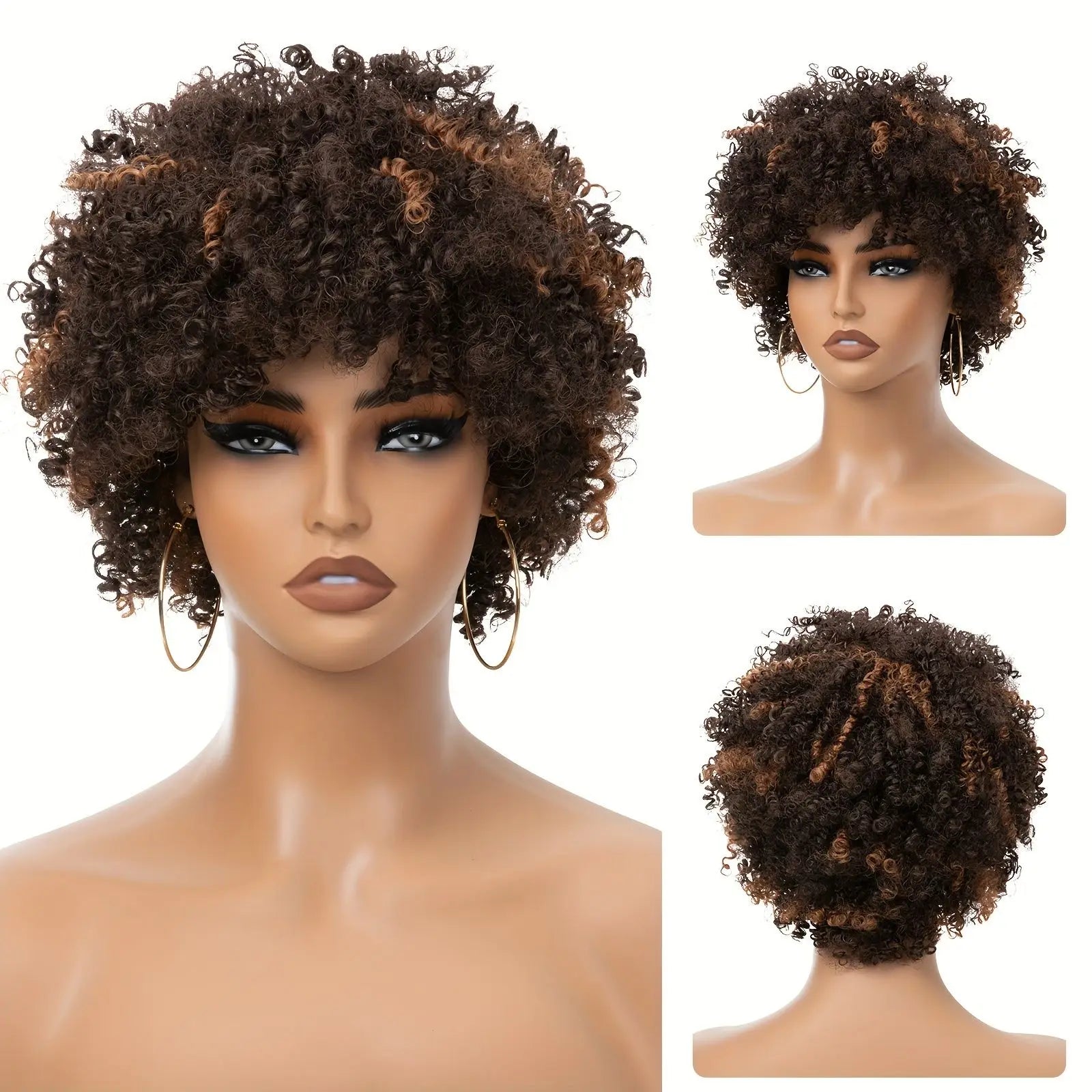 Highlight Afro Kinky Curly Human Hair Wigs