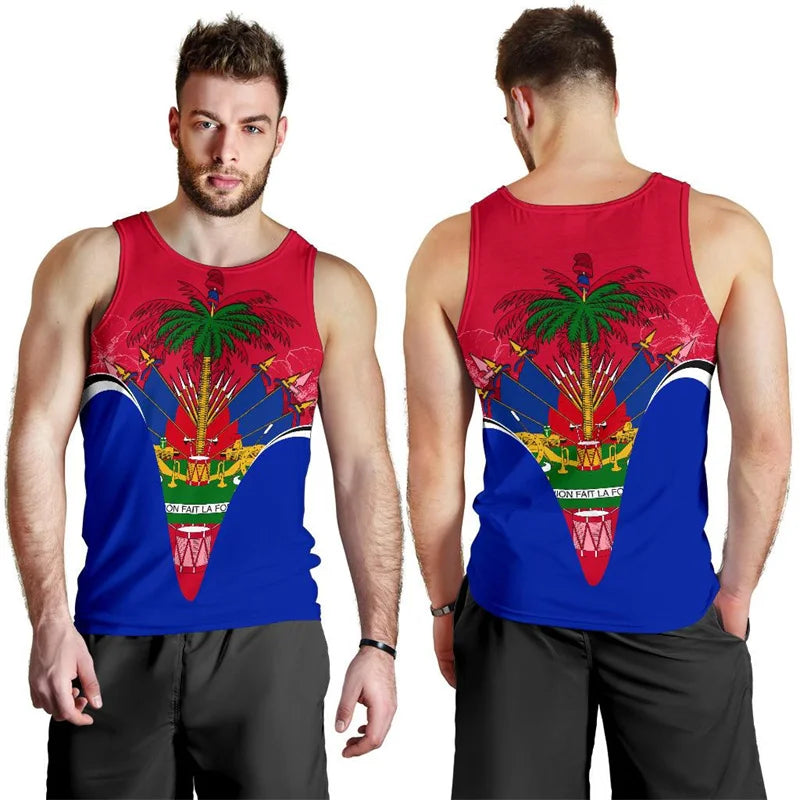 Haiti Flag Sleeveless Tank Top T-Shirt French Republic Of Haiti