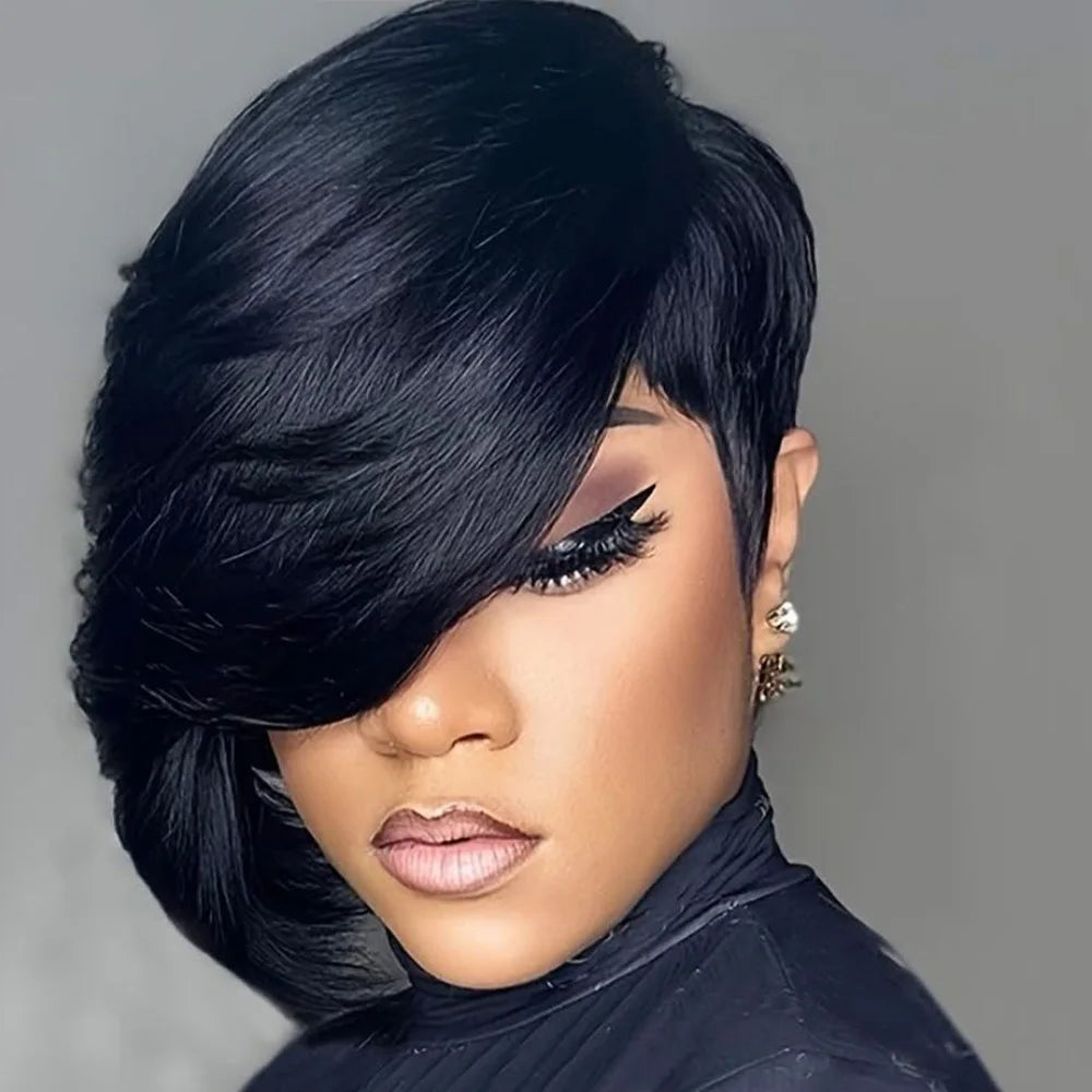 Human Hair Short Pixie Cut Wig Layered Pixie Cut Wig