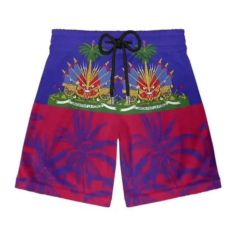Haiti Flag Logo 3D Print Sport Quick-dry Breathable Men Women Kid Shorts