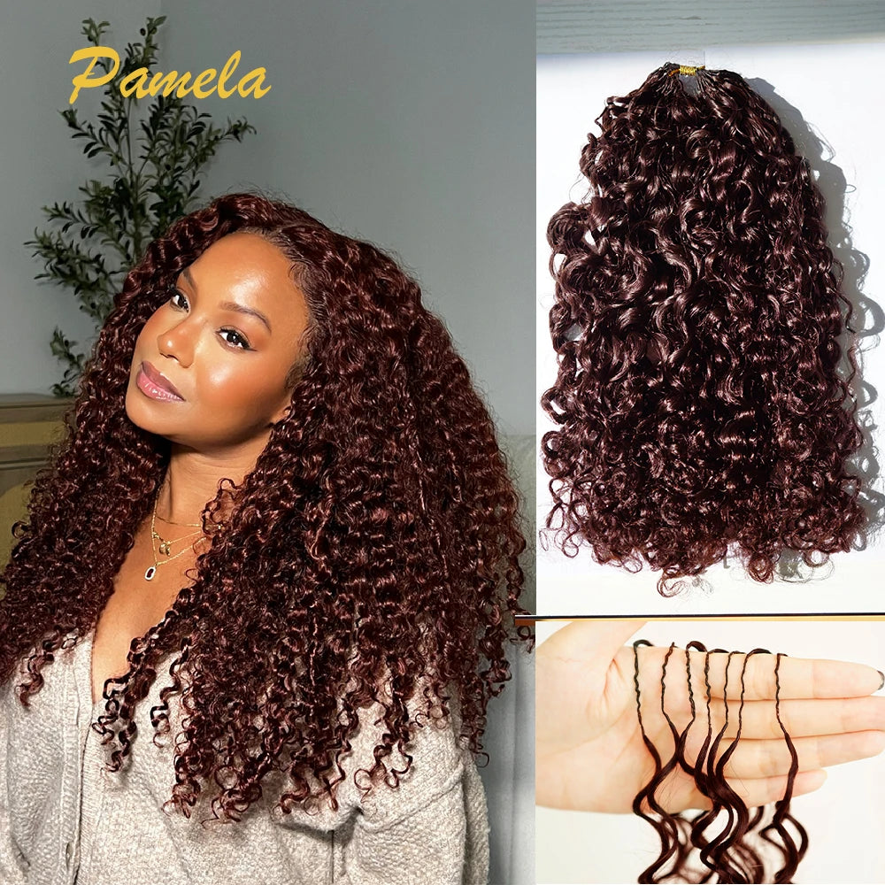 Chocolate Brown Color Burmese Curly Feather Crochet Human hair