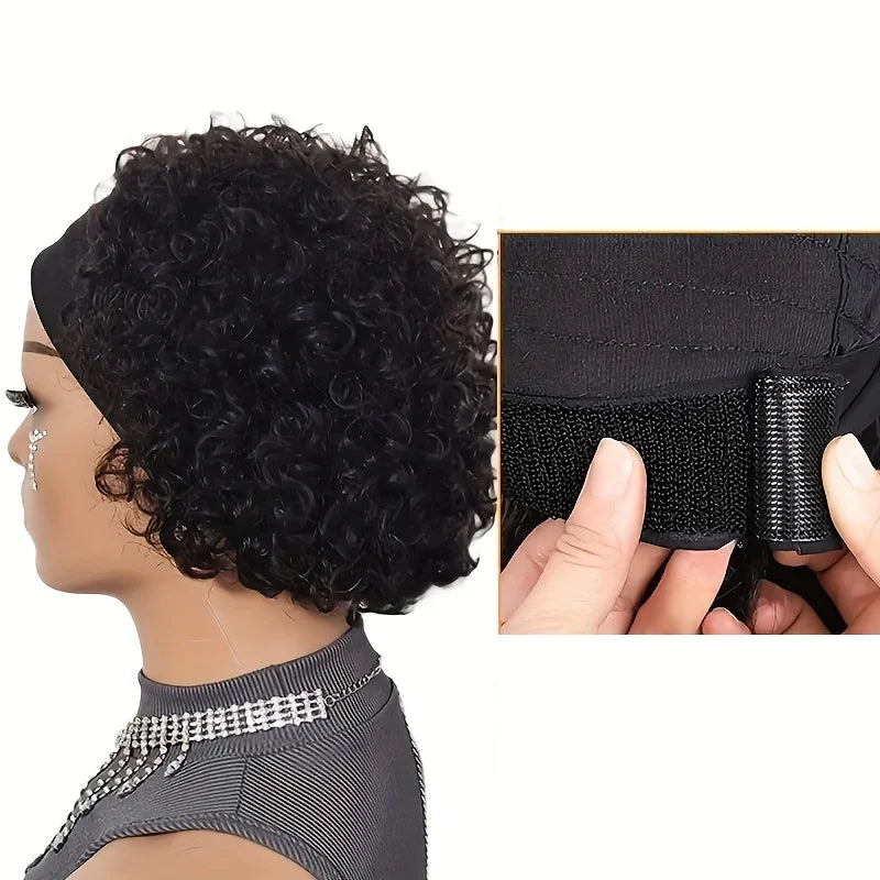 Headband Wig Human Hair for Woman Pixie Cut Wig