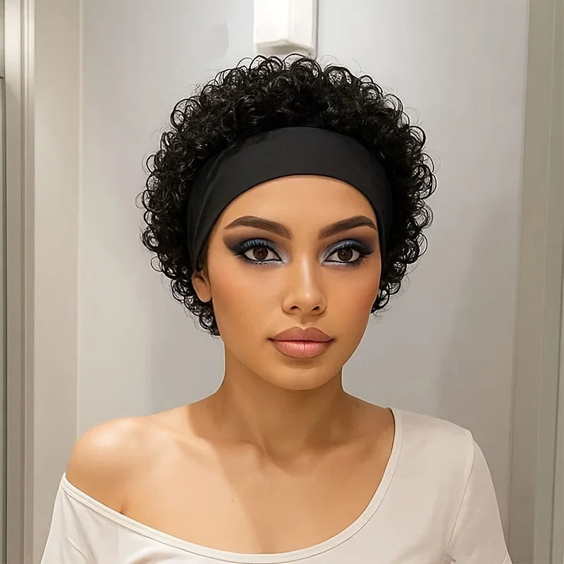 Headband Wig Human Hair for Woman Pixie Cut Wig